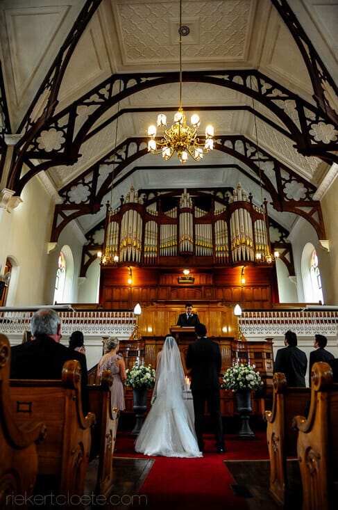 Couple during ceremony in Stellenbosch