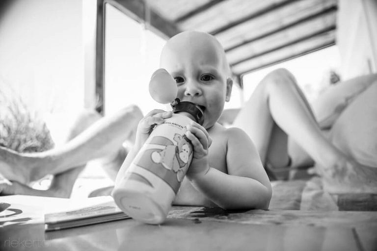 Baby taking a water break