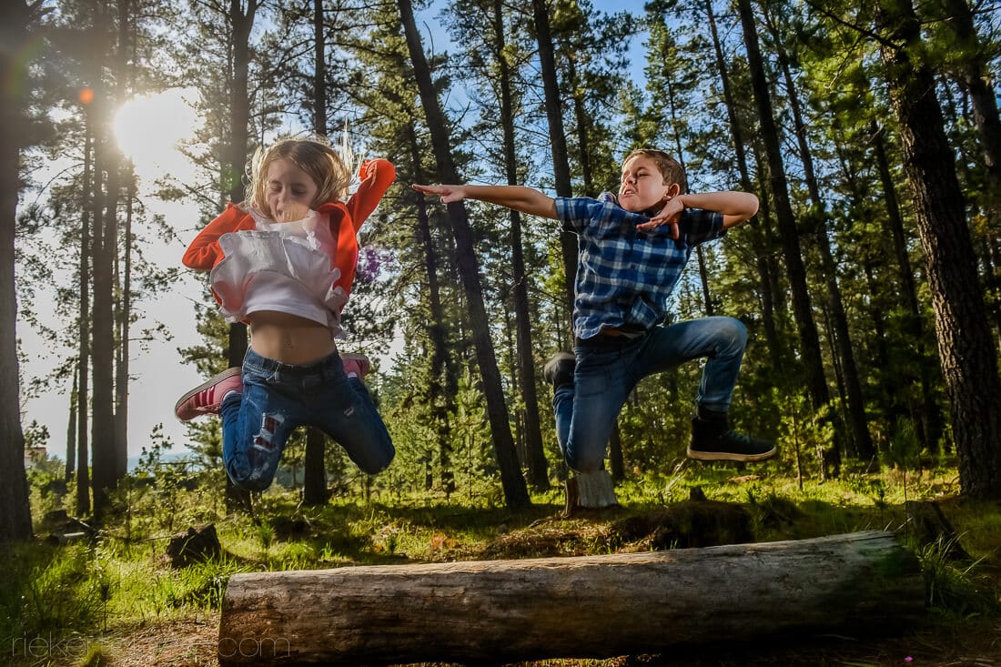 two jumping kids