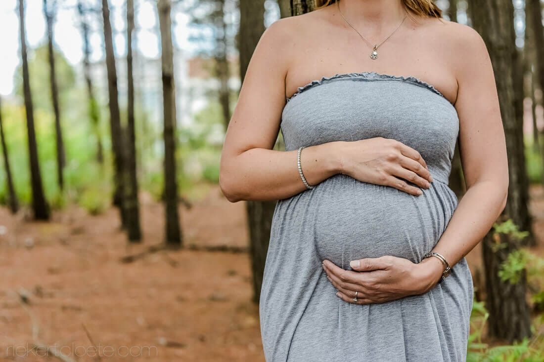 grey dress in forrest