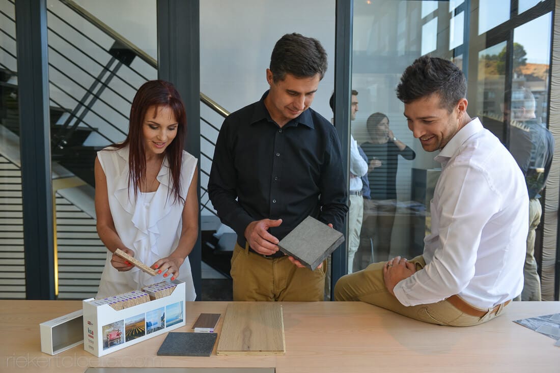 Staff looking at plans