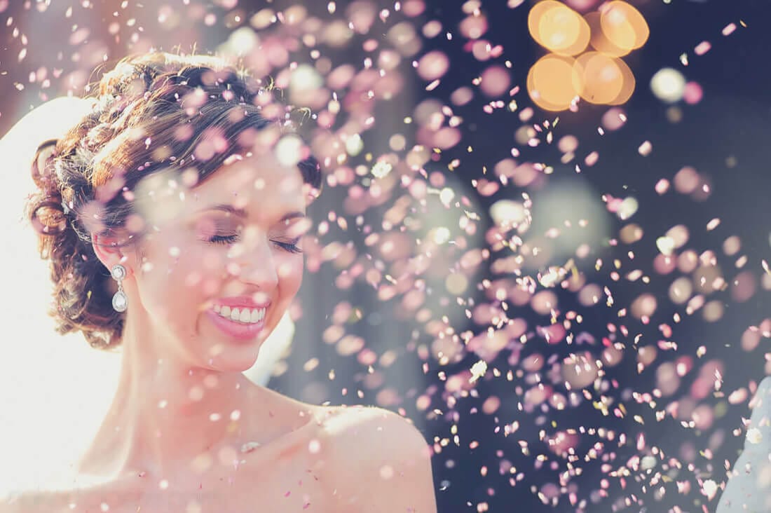 Confetti on bride