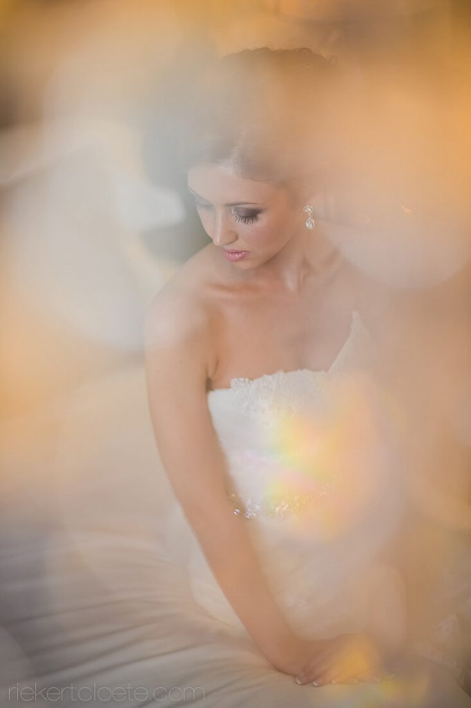 Bride through lights