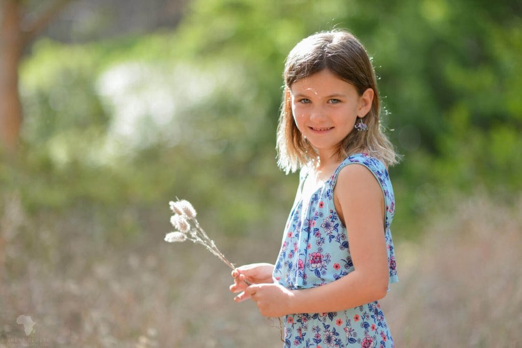 closeup in blue dress