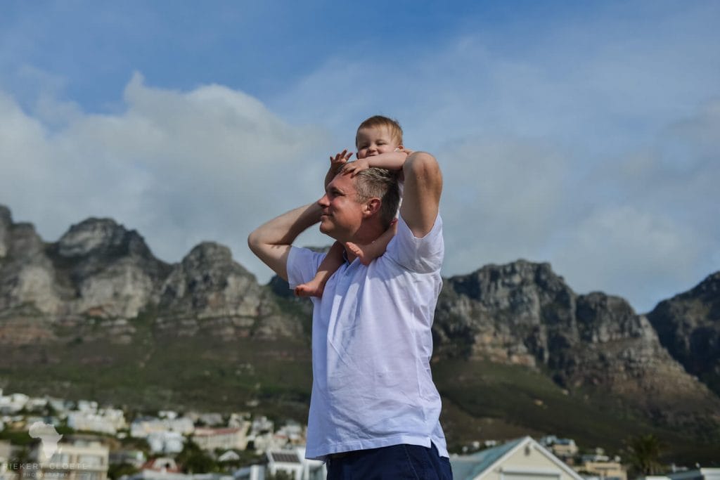Dad and baby on neck