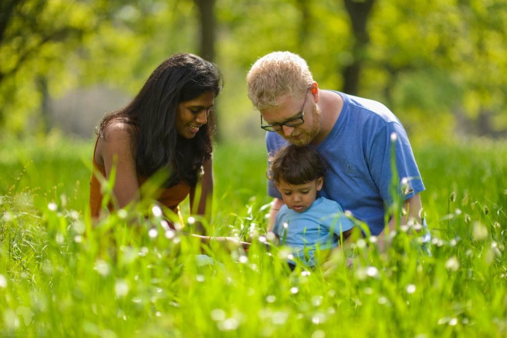 Family in grass
