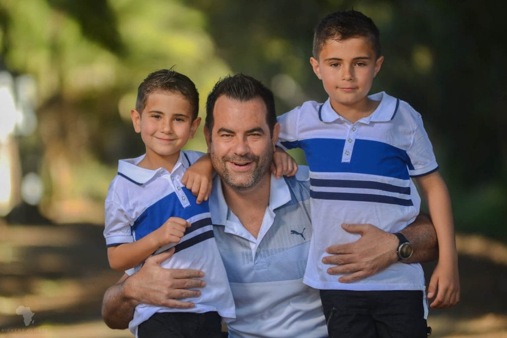 Father and two boys