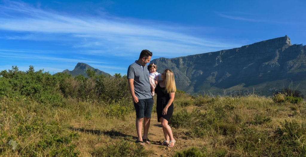 Family standing in church