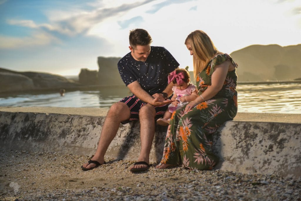 Family on beach