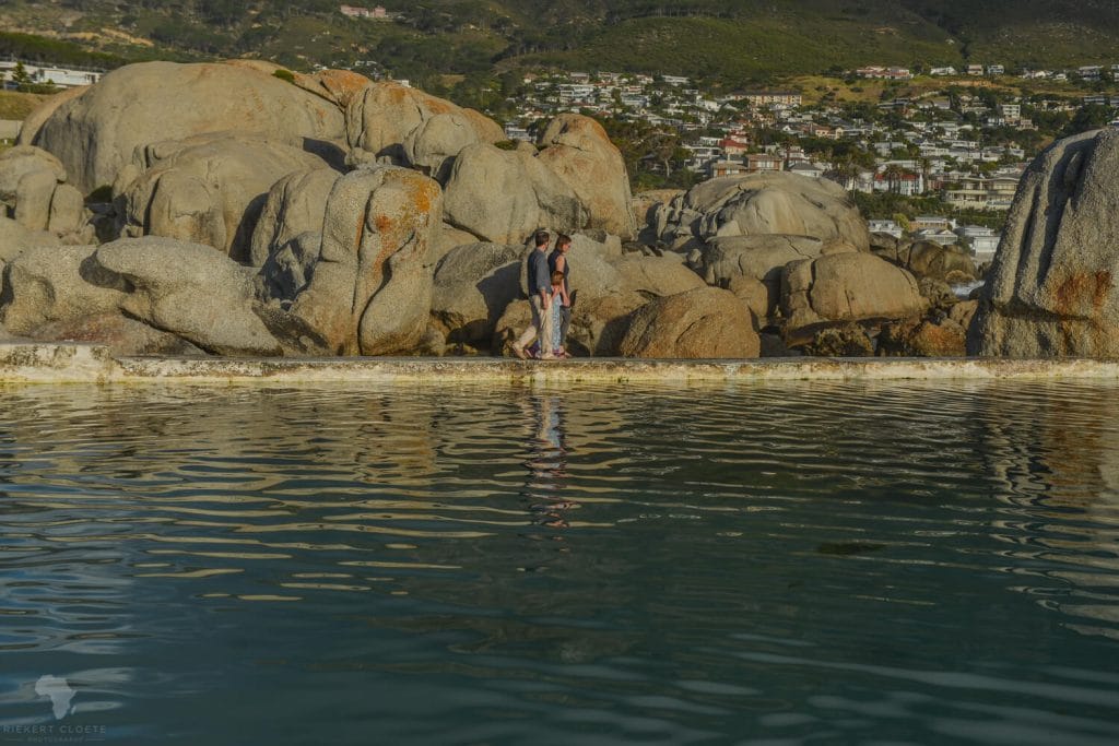 Family walking on edge