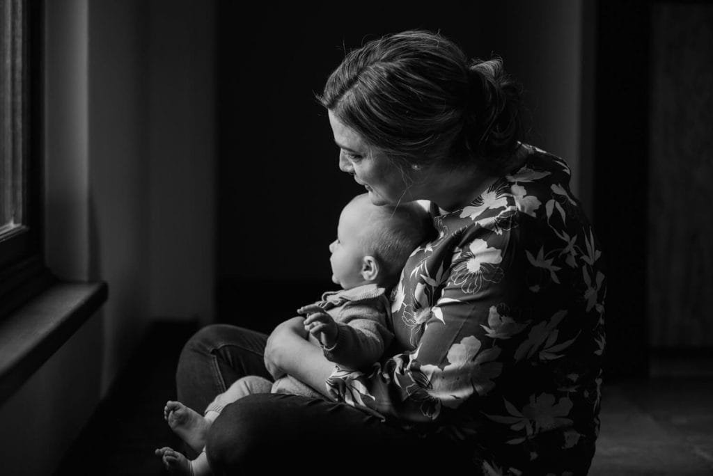 Mom and baby sitting