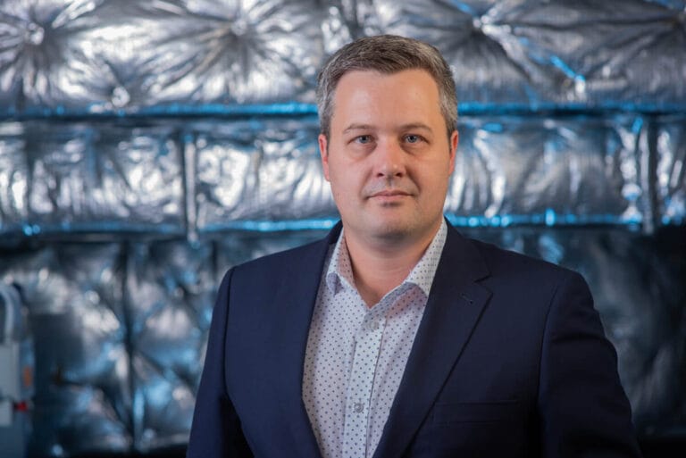 Man with industrial headshot