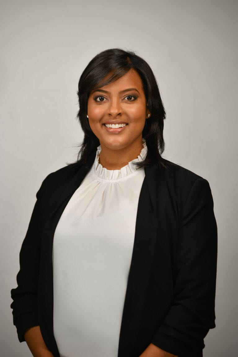 Girl with white top and black shirt