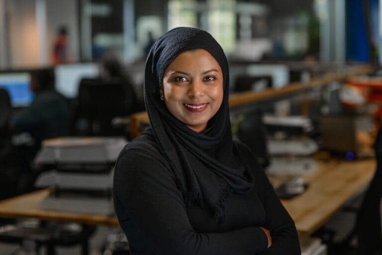 Girl at office getting headshot done