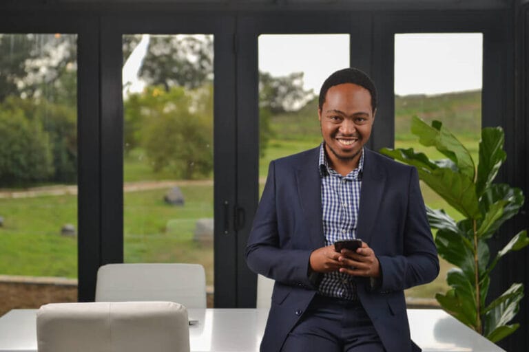 Man at office getting headshot take