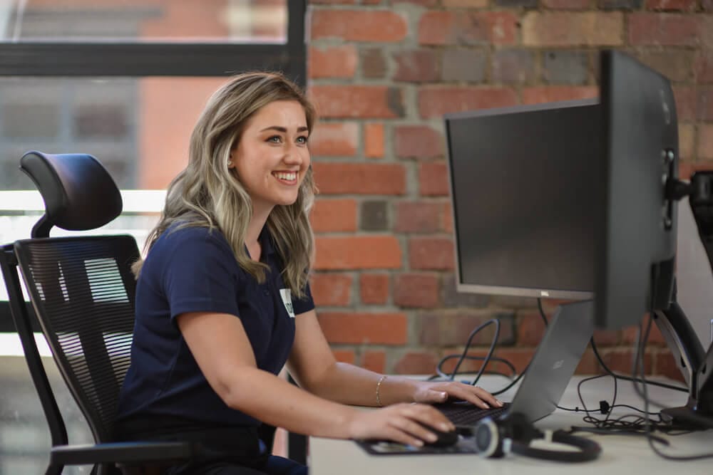 Girl looking at computer