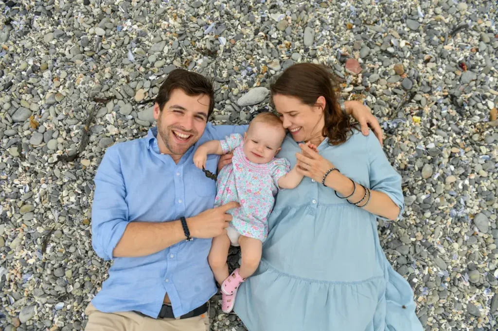 Family on beach