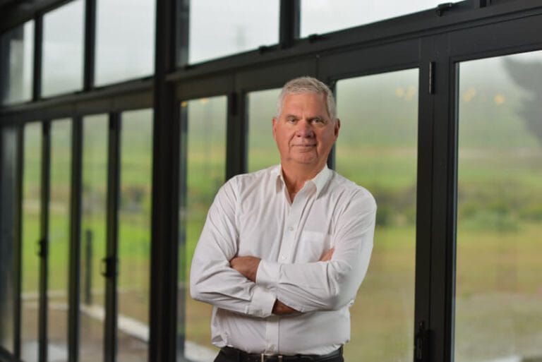 Man with green background
