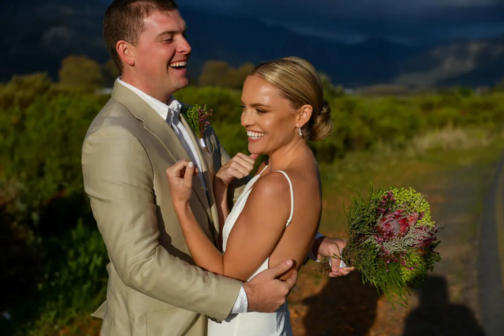 franschhoek elopement vineyard mountains golden hour