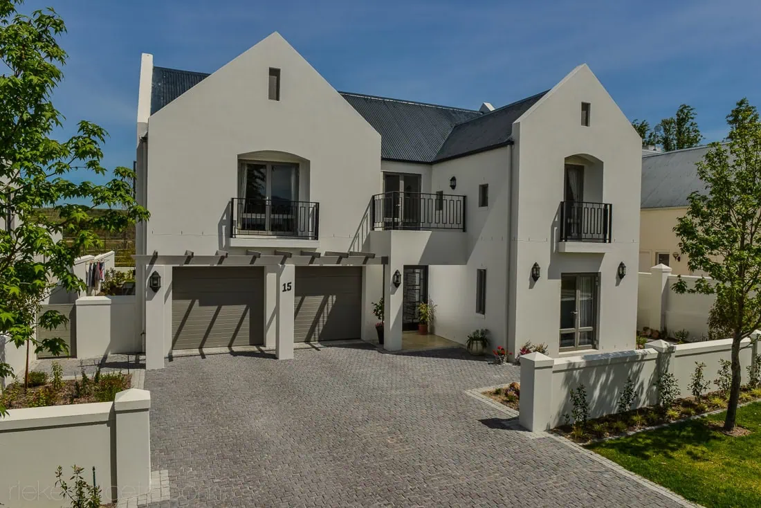 black brick contemporary residence dusk architectural photography western cape