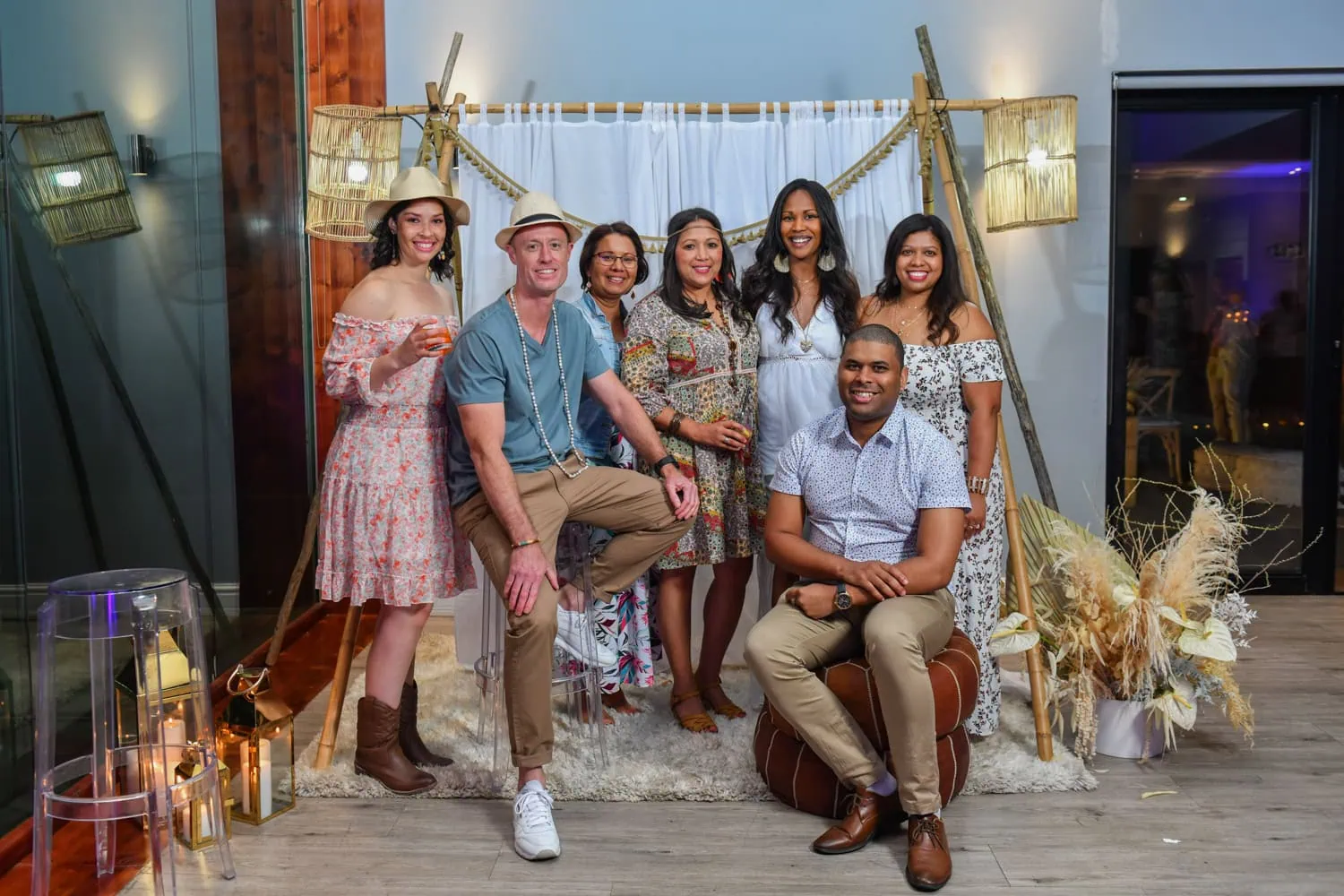 end of year event photographer cape town 77 group photo boho backdrop