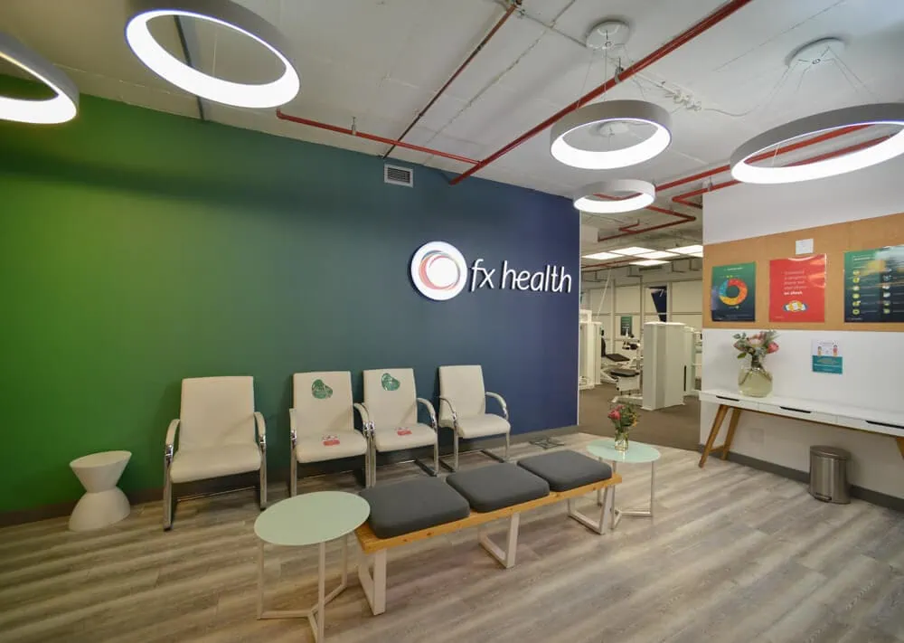 health clinic waiting area green walls circular lighting healthcare photography cape town