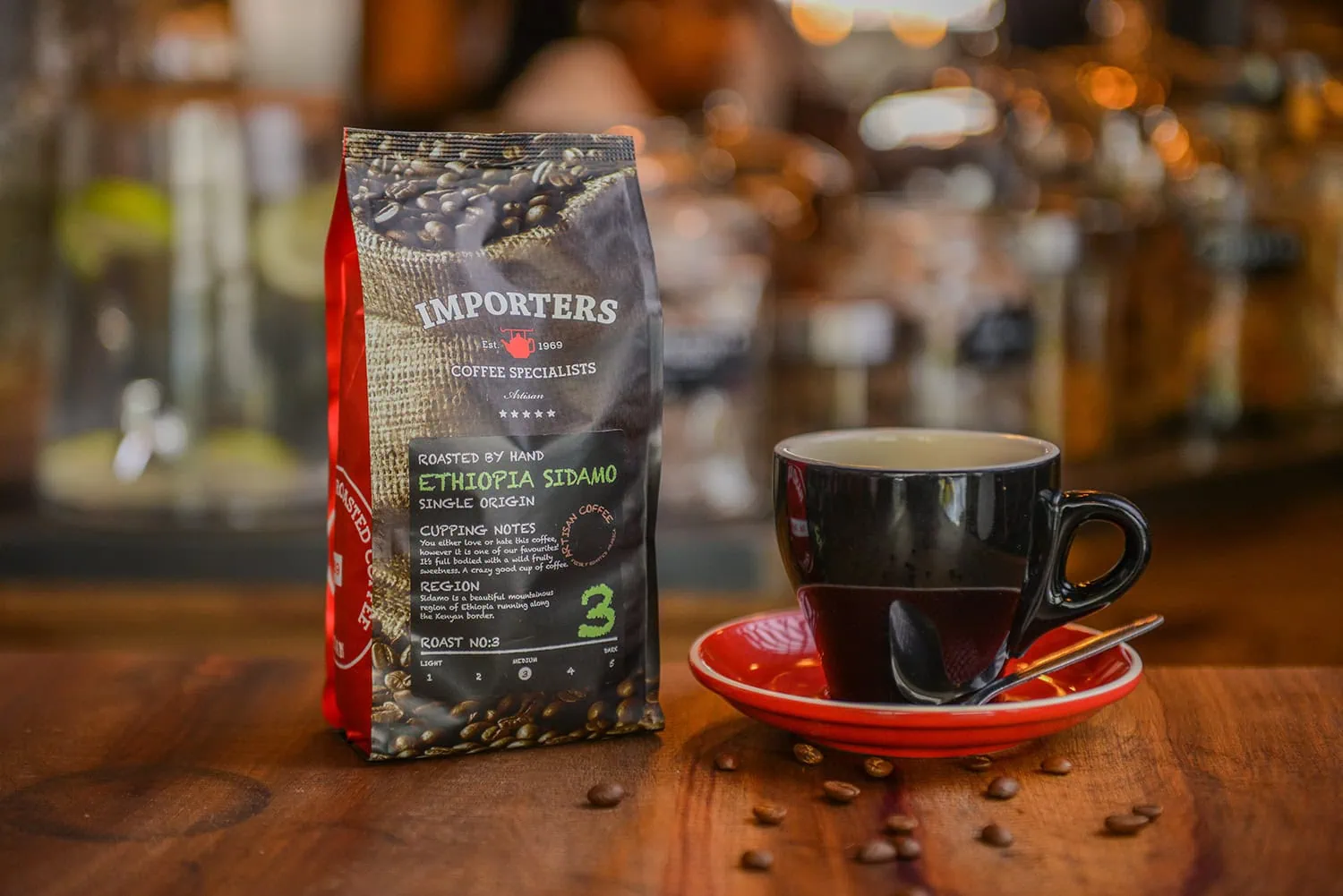 Photographer of importers coffee ethiopia sidamo bag product photography cape town