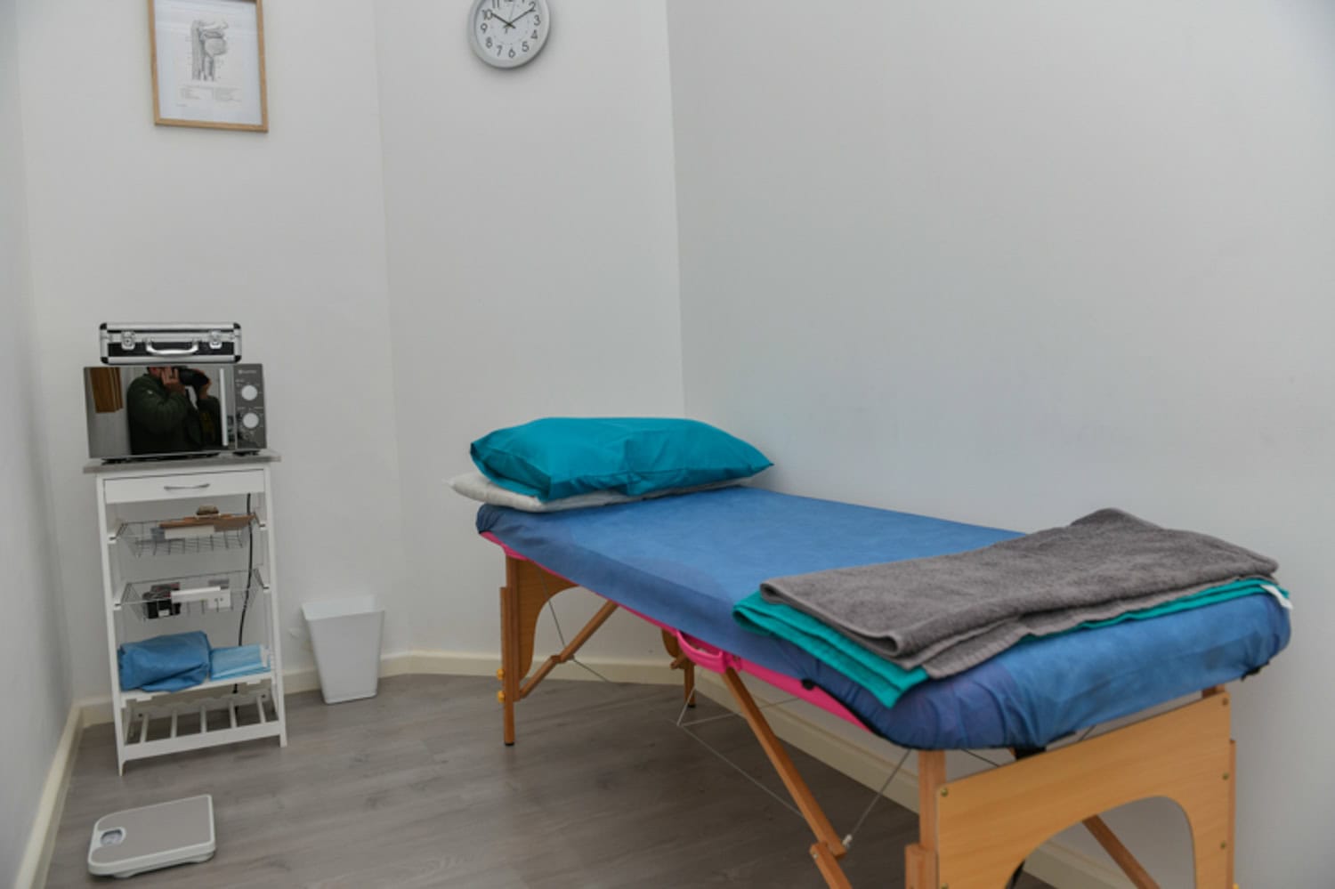 wellness treatment room therapeutic bed blue linen wellness interior photography durbanville