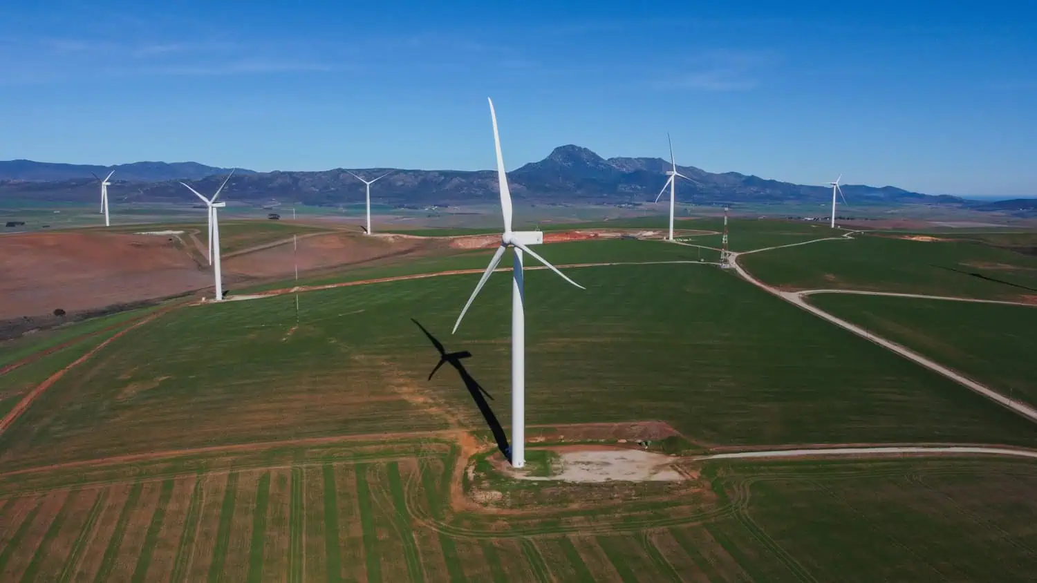 wind turbine installation crane assembly aerial renewable energy photography western cape