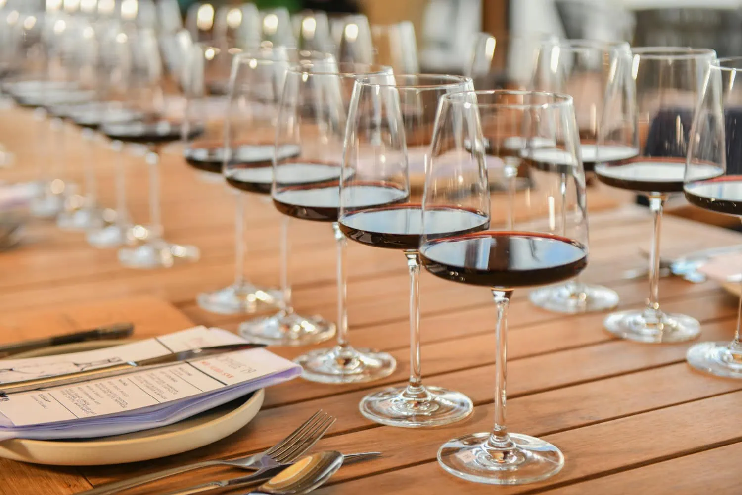 wine tasting table red wine glasses commercial photography cape winelands