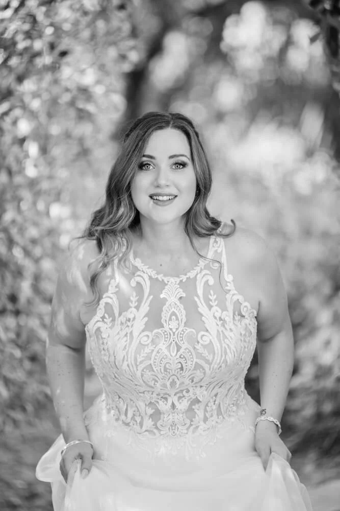Bride lace halterneck gown smiling trees – Eureka Estate, Durbanville