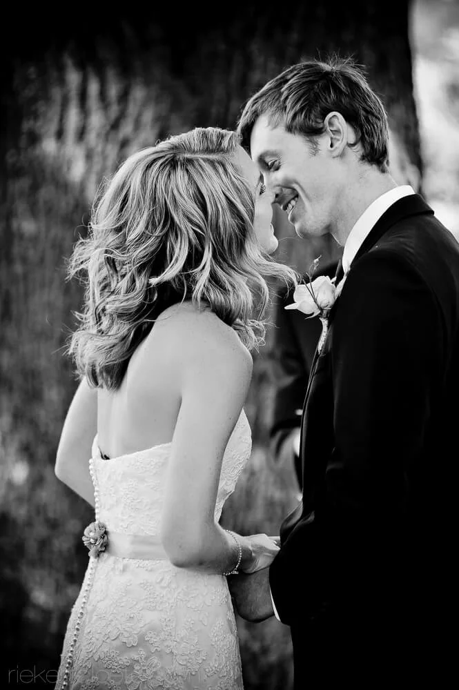 Le Petite Dauphine bride groom intimate first kiss outdoor ceremony