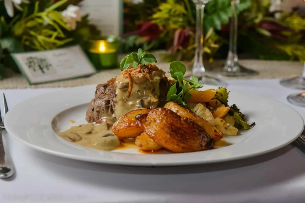 beef mushroom sauce wedding main course