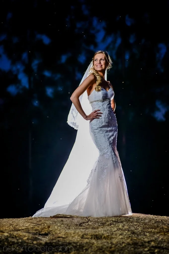 bride beaded mermaid gown rocks night portrait
