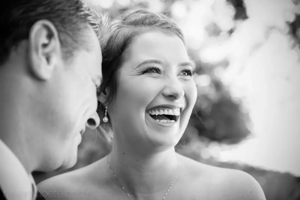 bride extreme closeup laughing groom bokeh