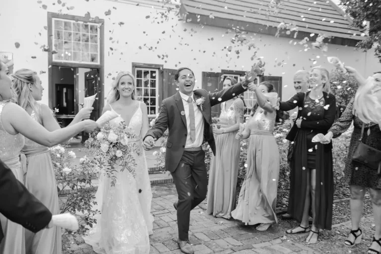 bride groom confetti exit historic cape farmhouse