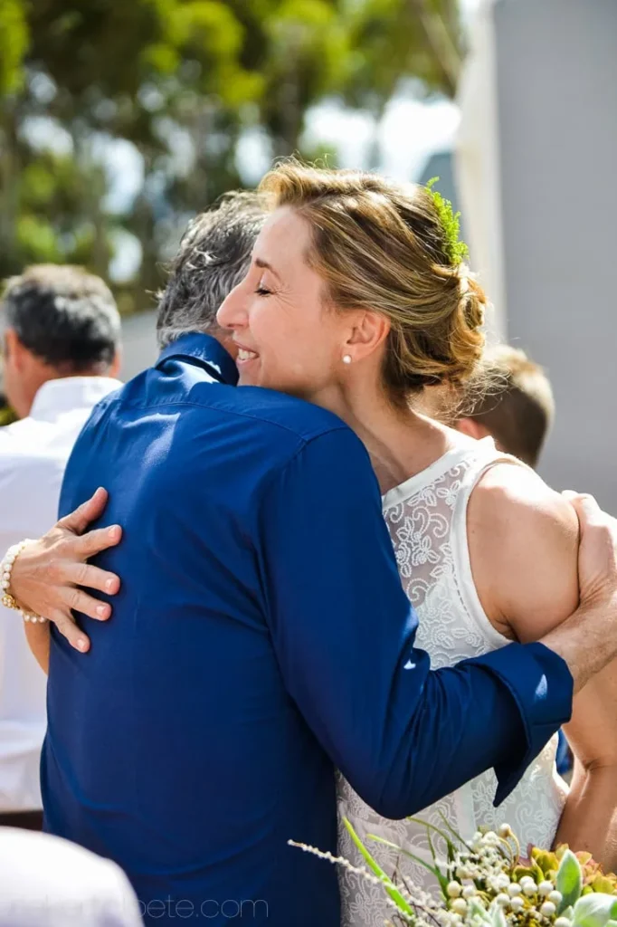 bride hugging father emotional moment de malle meule