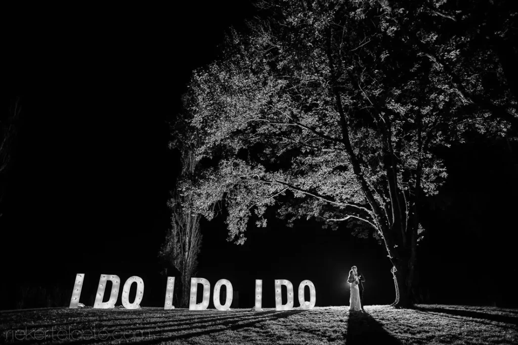 bride illuminated i do letters night sign