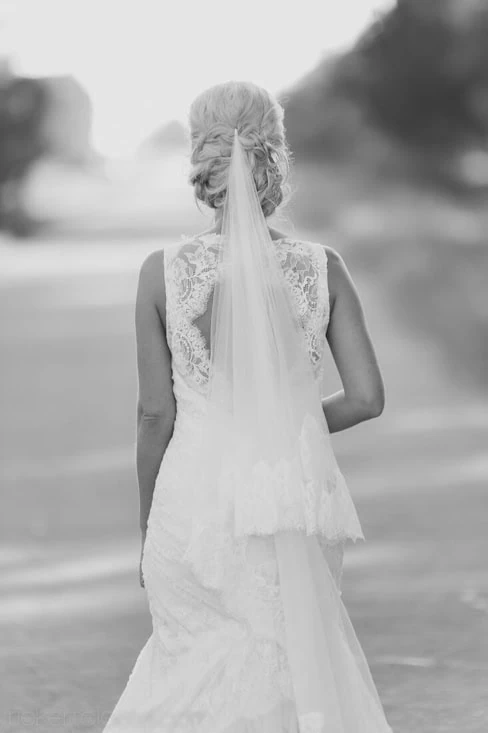 bride lace back cathedral veil portrait