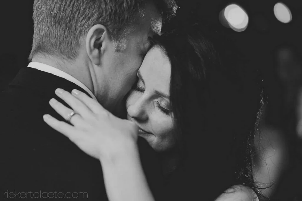 bride resting groom forehead intimate first dance