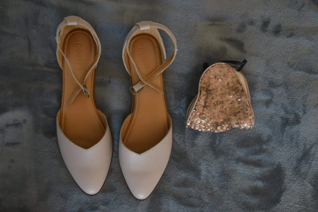 bride white flats rose gold heart clutch wedding
