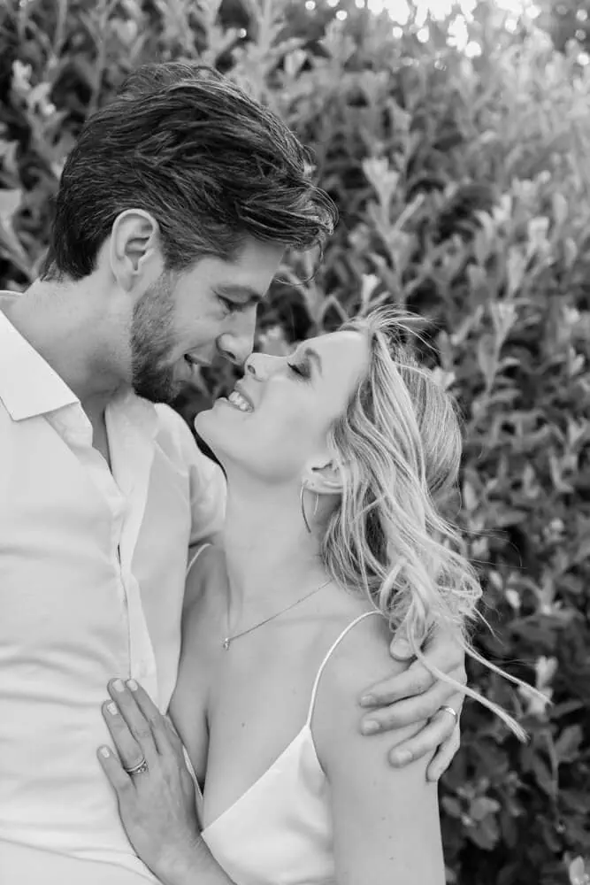 cape town couple intimate garden foliage black white