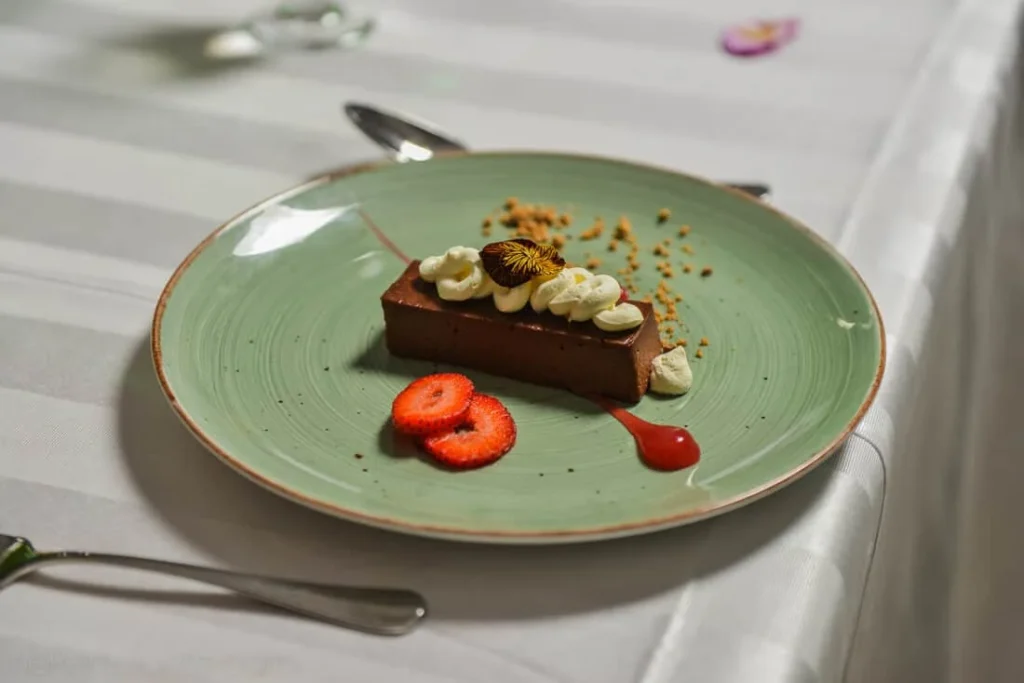 chocolate tart cream strawberry dessert wedding