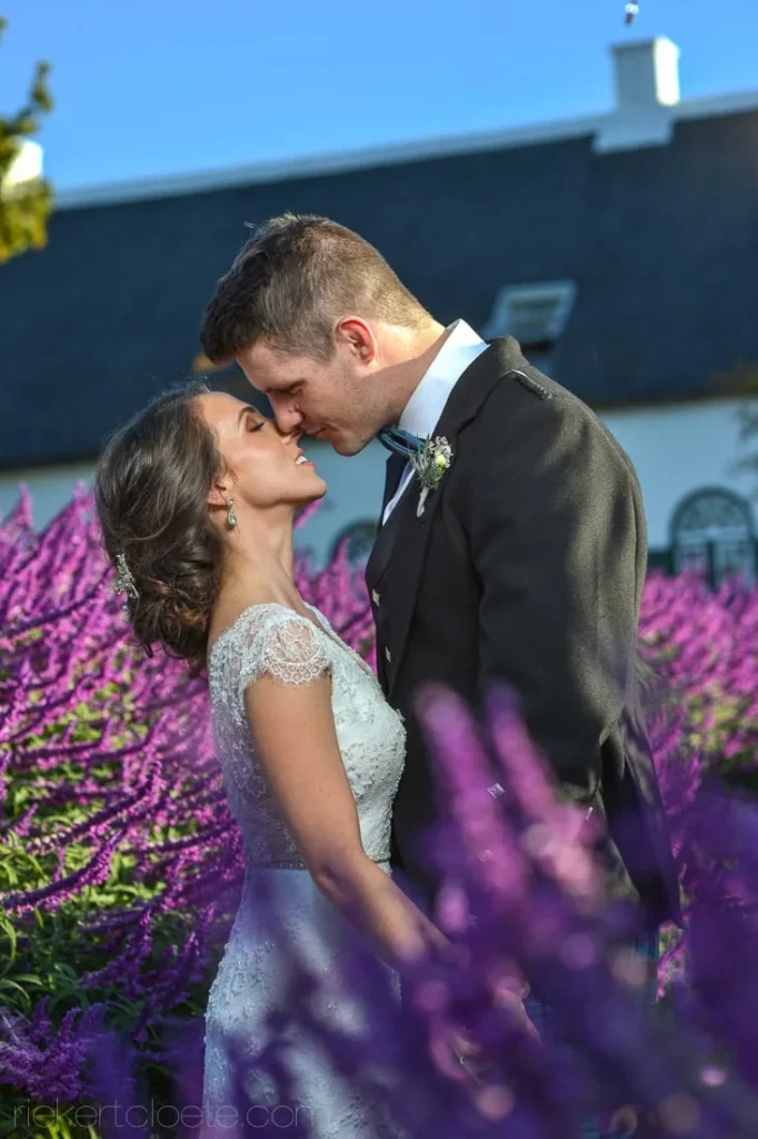 couple forehead to forehead lavender garden estate