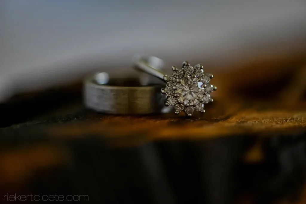 diamond snowflake ring brushed grooms band leather