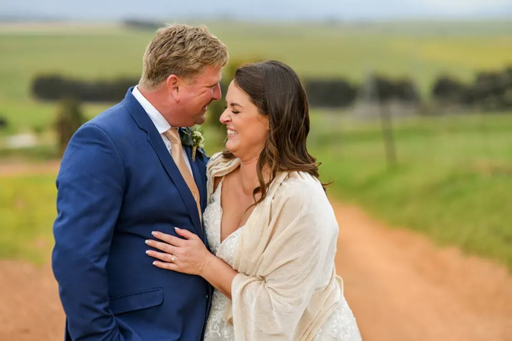 durbanville wedding couple farm road open fields