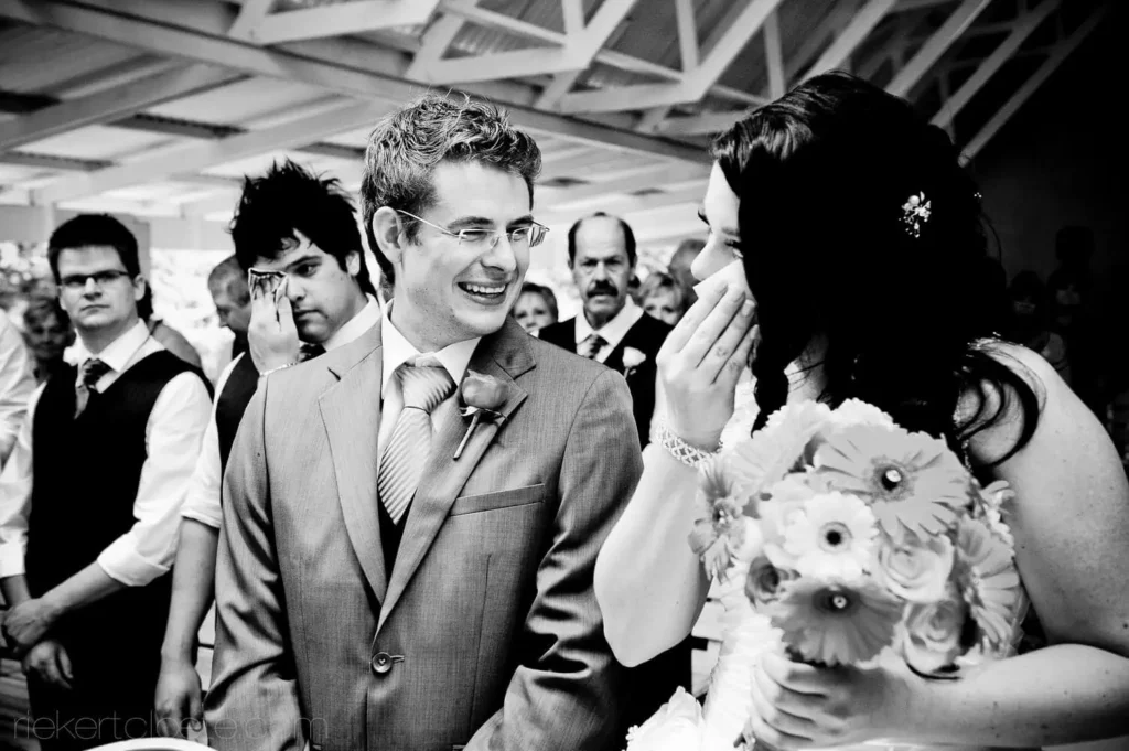 emotional couple laughing crying ceremony plantation