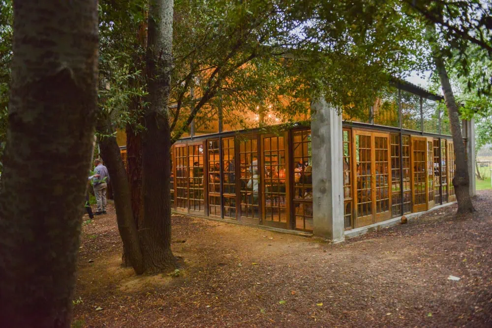 glowing glass venue woodland evening reception