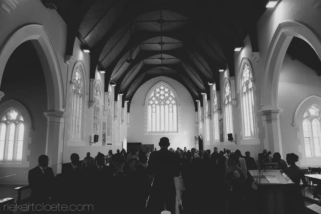 gothic church ceremony arched windows vaulted ceiling
