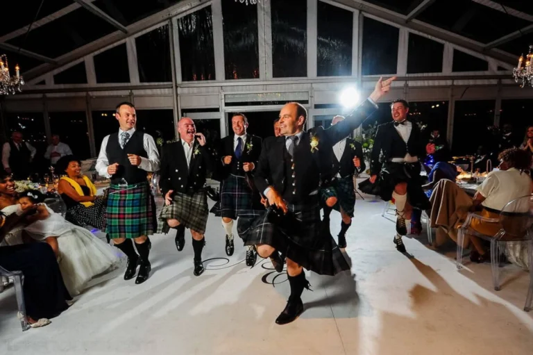 groomsmen kilts highland jig wedding reception